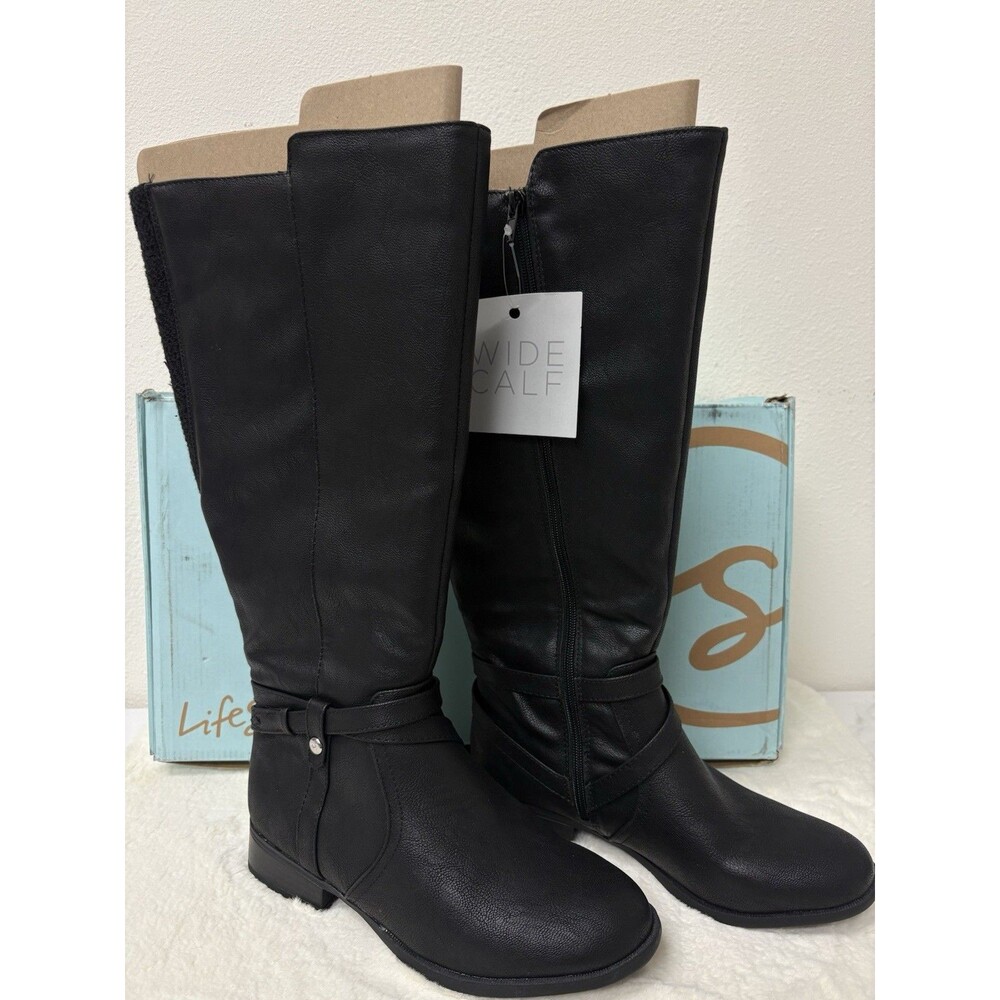 LifeStride Women's XTrovert Zip Up Mid Comfort Fashion Boots Black Size 7W